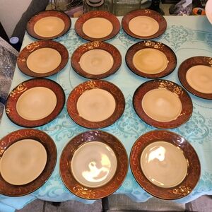 Elegant Brown and Cream Dinner Plate Set
